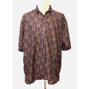 VTG 90s MICHAEL THOMAS Egyptian Cotton Polo Shirt Men's XXL Abstract Purple USA